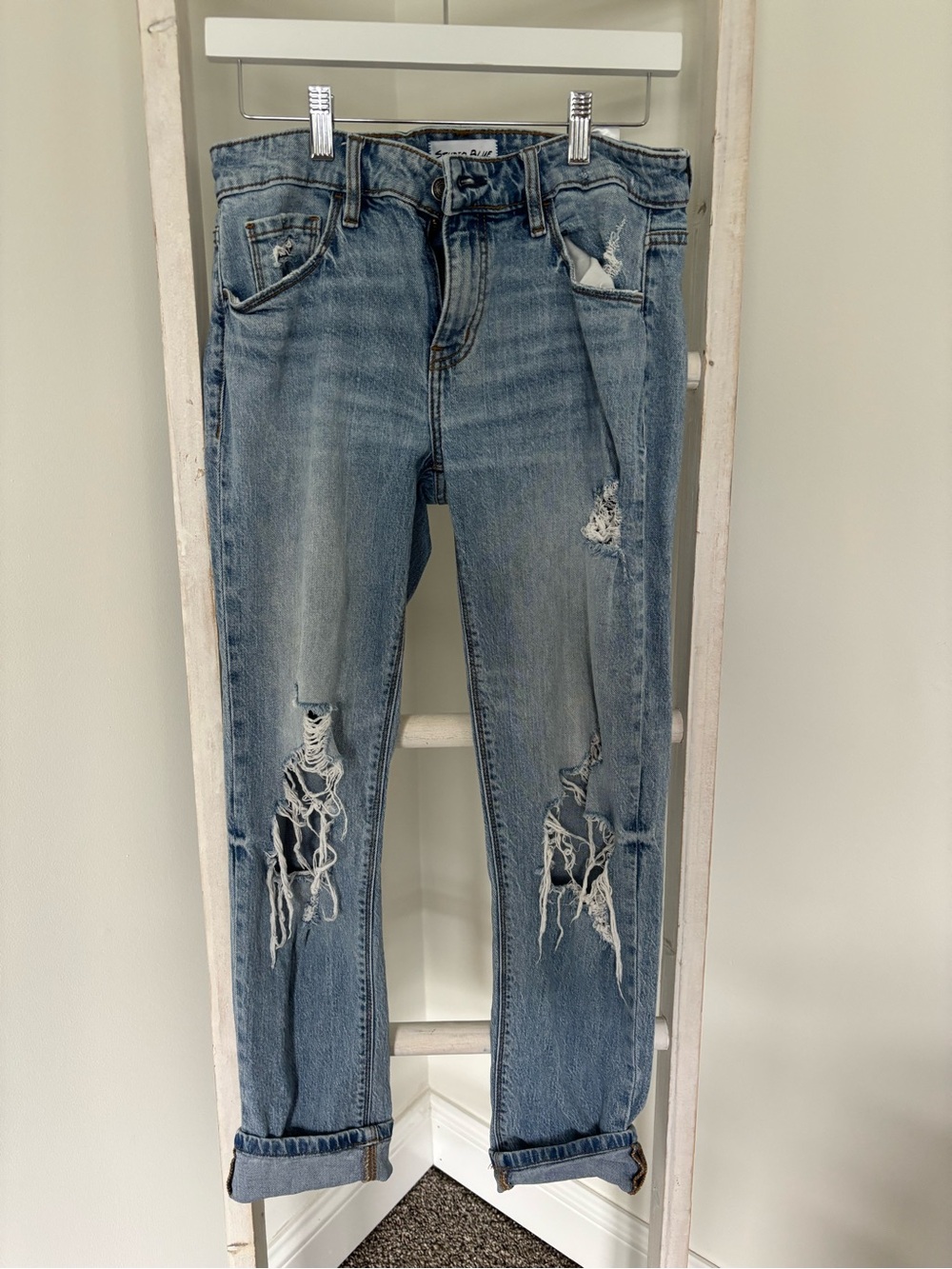 Studio Light Blue Distressed Boyfriend Jeans